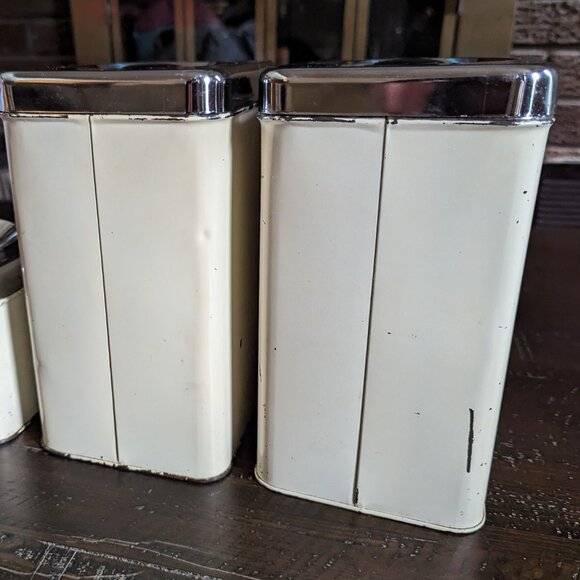 Vintage 1950s Rustic Farmhouse Canister Set of 3 Queen Line by AR Lite MCM - Picture 13 of 13